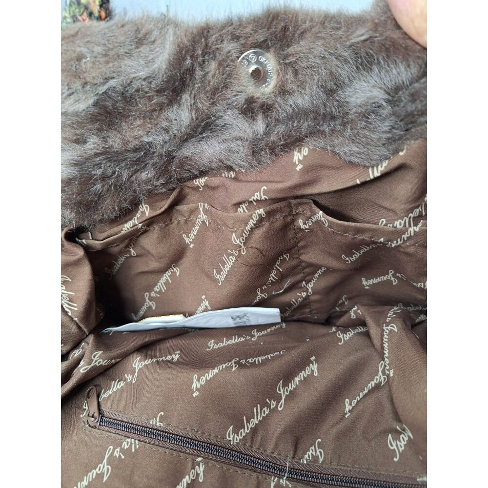 Vintage Isabella's Journey Brown Faux Fur And Sequin Bag NWOT - Picture 9 of 12